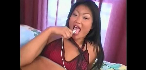  Lusty asian babe has her tight holes licked by young stud